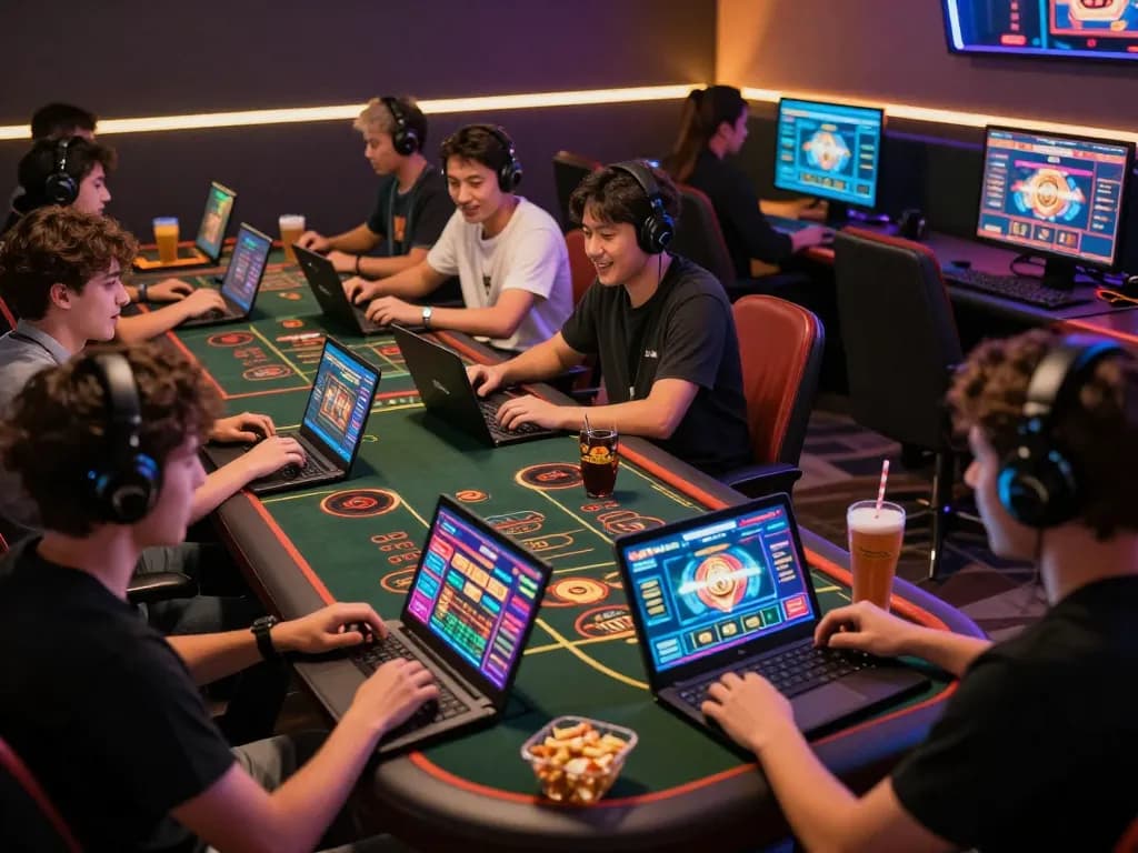 Players enjoying exciting online casino games on okfun with vibrant interfaces and thrilling moments