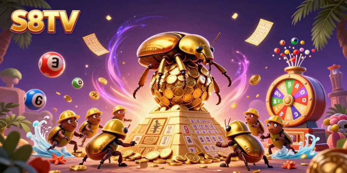 Experience S8TV's dynamic gaming world with golden beetles and exciting lottery elements.