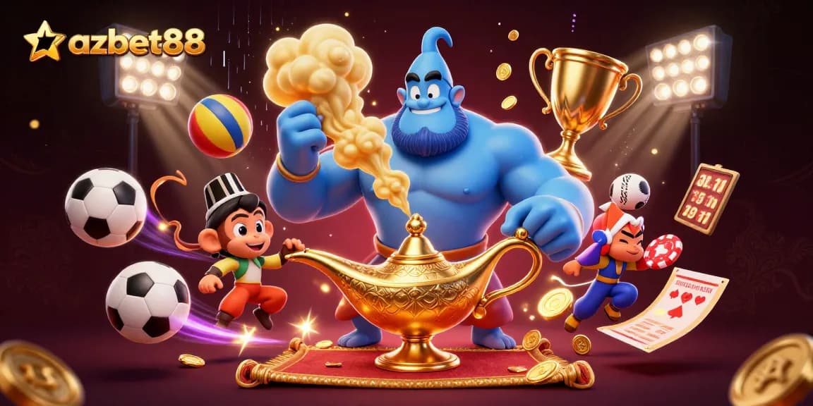 Engage with azbet88 and enjoy thrilling casino experiences through vibrant 3D illustration of gaming elements.