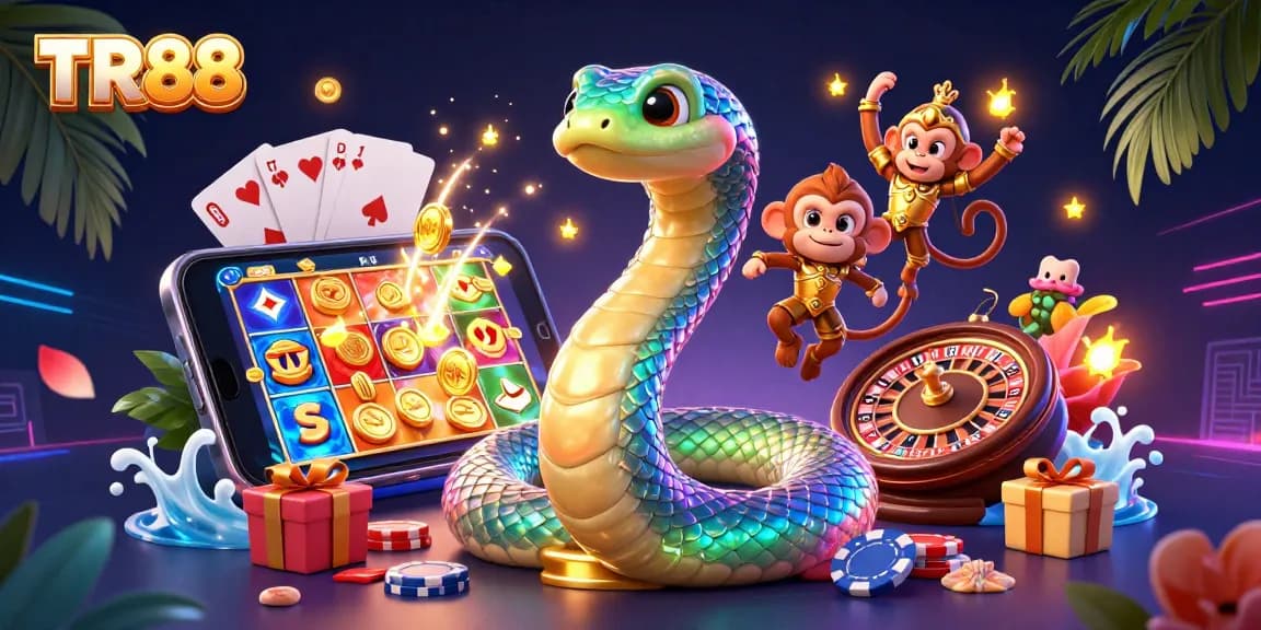 Enjoy exhilarating TR88 slot gameplay with a rainbow serpent and monkey king in action!