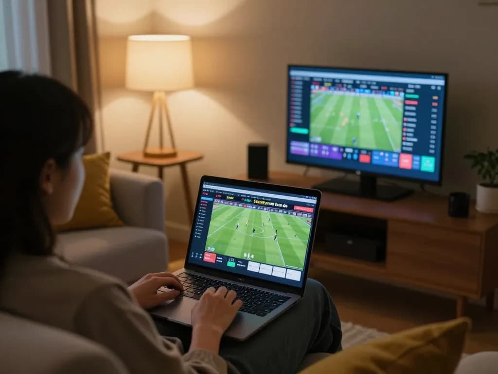 Experience Socolive xem bong da live with dynamic online sports betting setup at home, showcasing an engaging match.