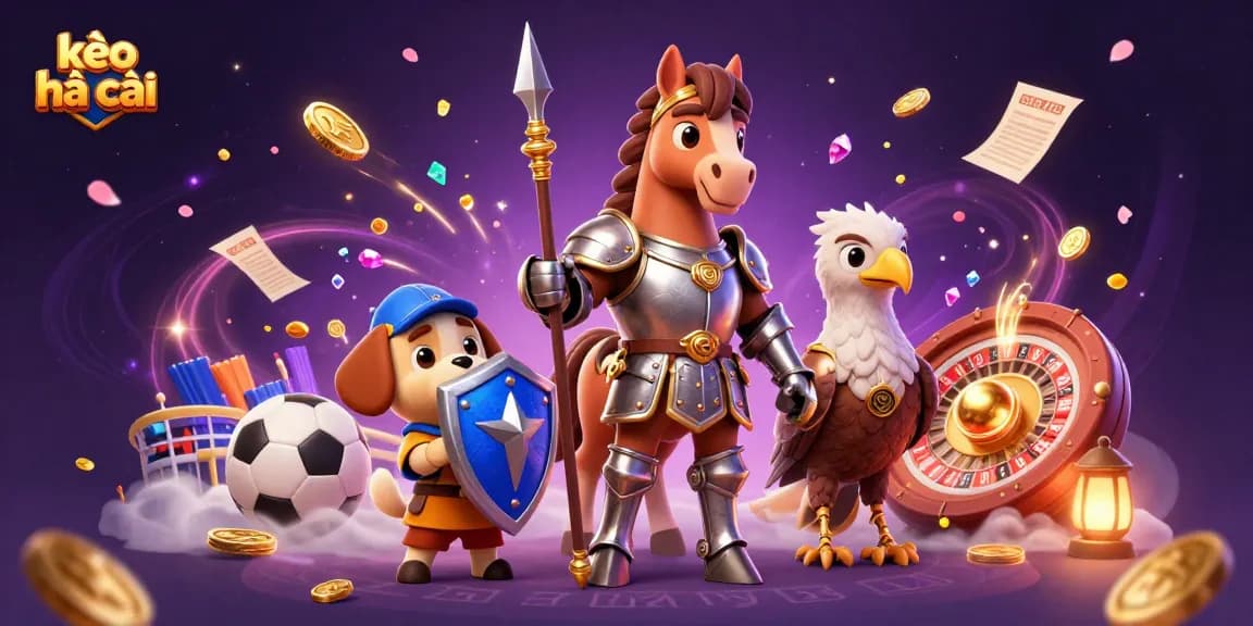 Engage with kèo nhà cái in this vibrant casino scene featuring a knight and animated gambling elements.