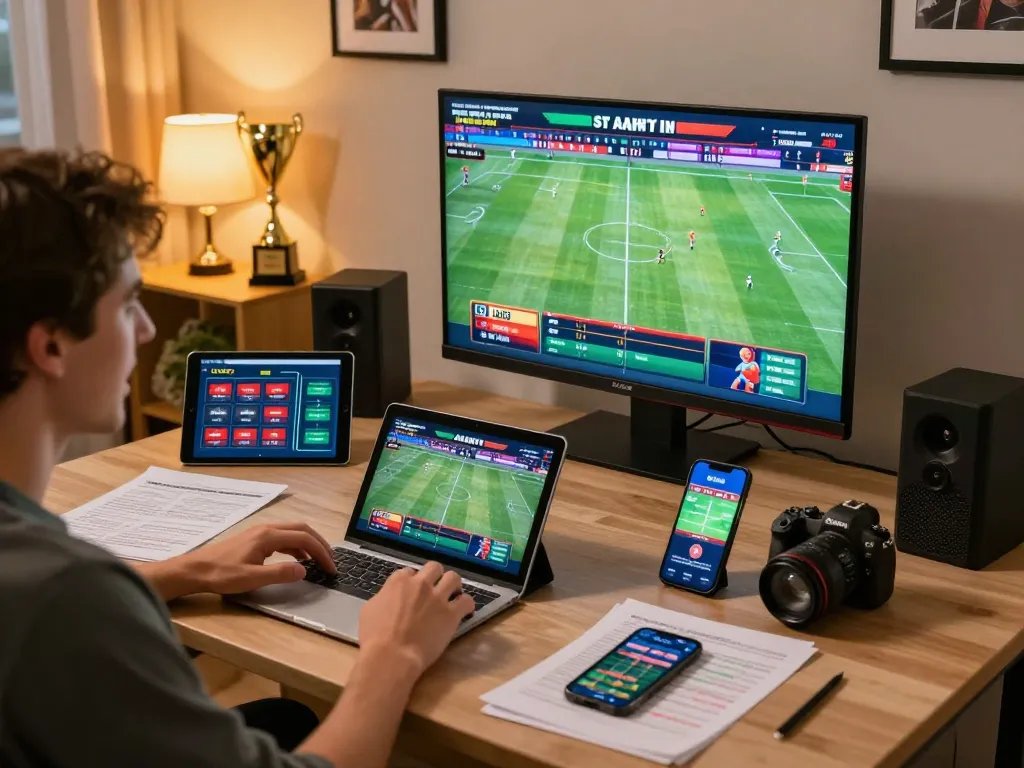 Engaged player accessing lu88vip for exciting online sports betting and game strategies at home.