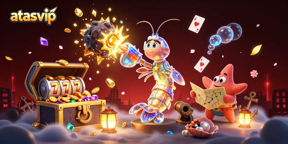 Win big with atasvip in a vibrant casino world filled with engaging slot elements and treasures.