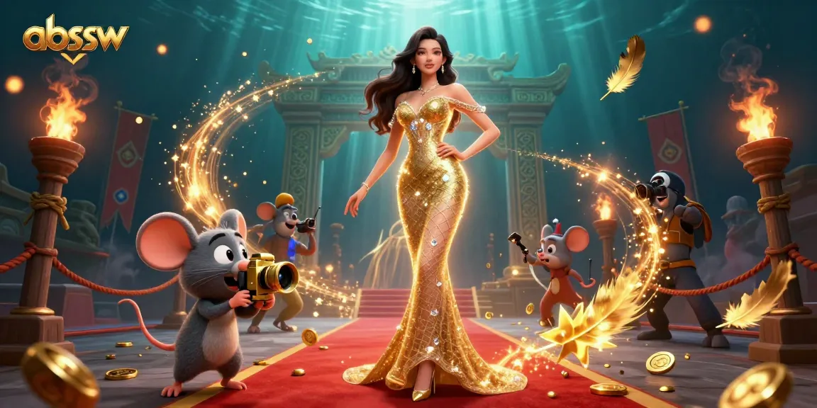 Experience the thrill of gaming at abssw with stunning visuals of a glamorous woman and vibrant casino elements.