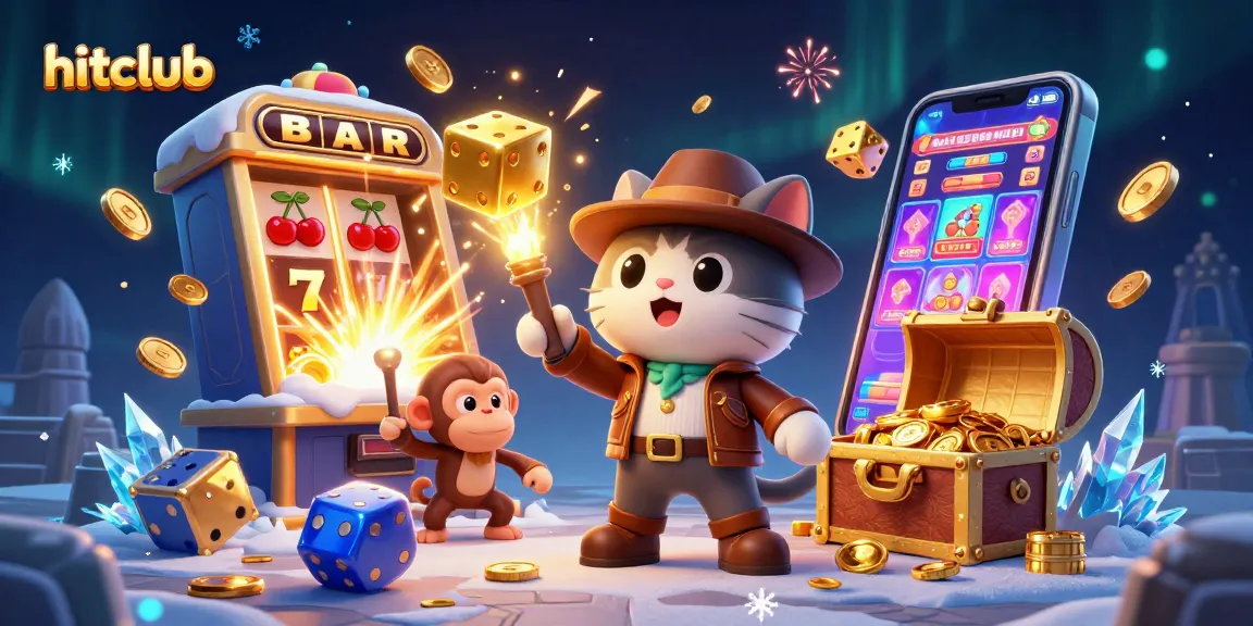 Join hitclub's thrilling adventure as the cat explorer uncovers casino treasures amidst sparkling jackpots.