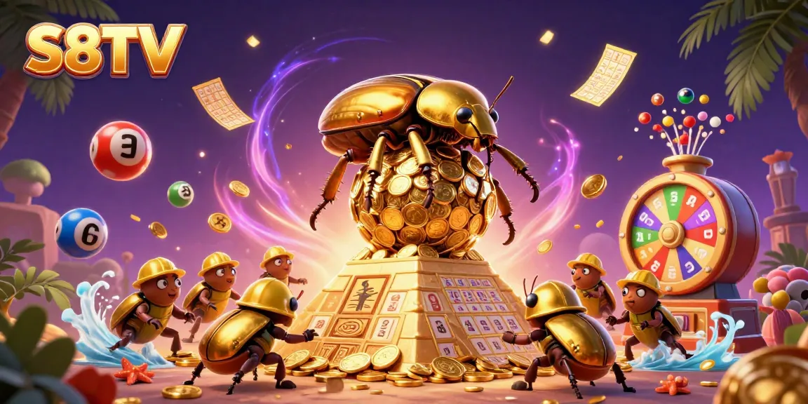 Experience S8TV's dynamic gaming world with golden beetles and exciting lottery elements.