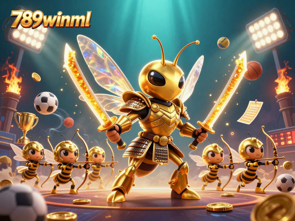 Experience thrilling gameplay with 789winml, where a golden hornet battles in a vibrant casino scene.
