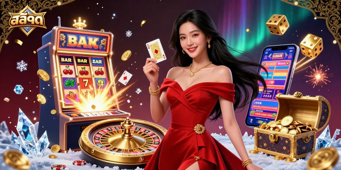 Spin the สล็อต and win big with this vibrant casino illustration showcasing dazzling elements