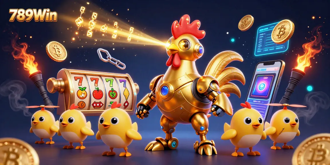 Experience thrilling slots action with 789Win's dynamic casino robot and neon coin elements.