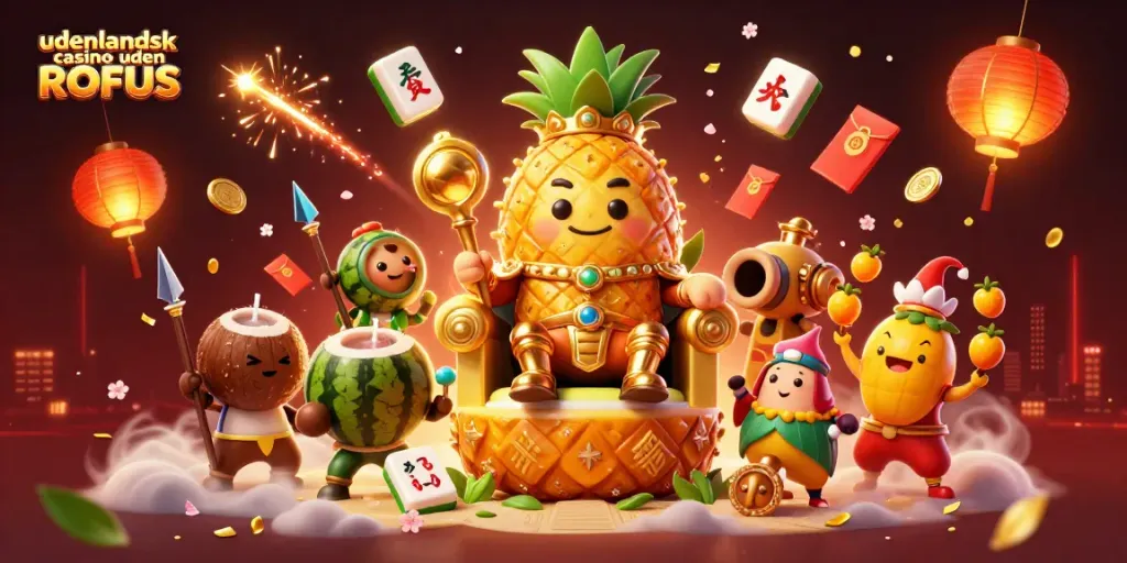 Engage in thrilling games at udenlandsk casino uden ROFUS, featuring vibrant characters and festive elements.