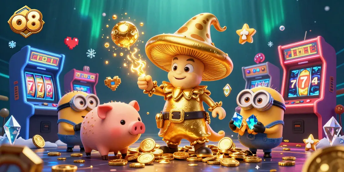 Join the excitement at o8 as the wizard casts gold spells amidst casino treasures.