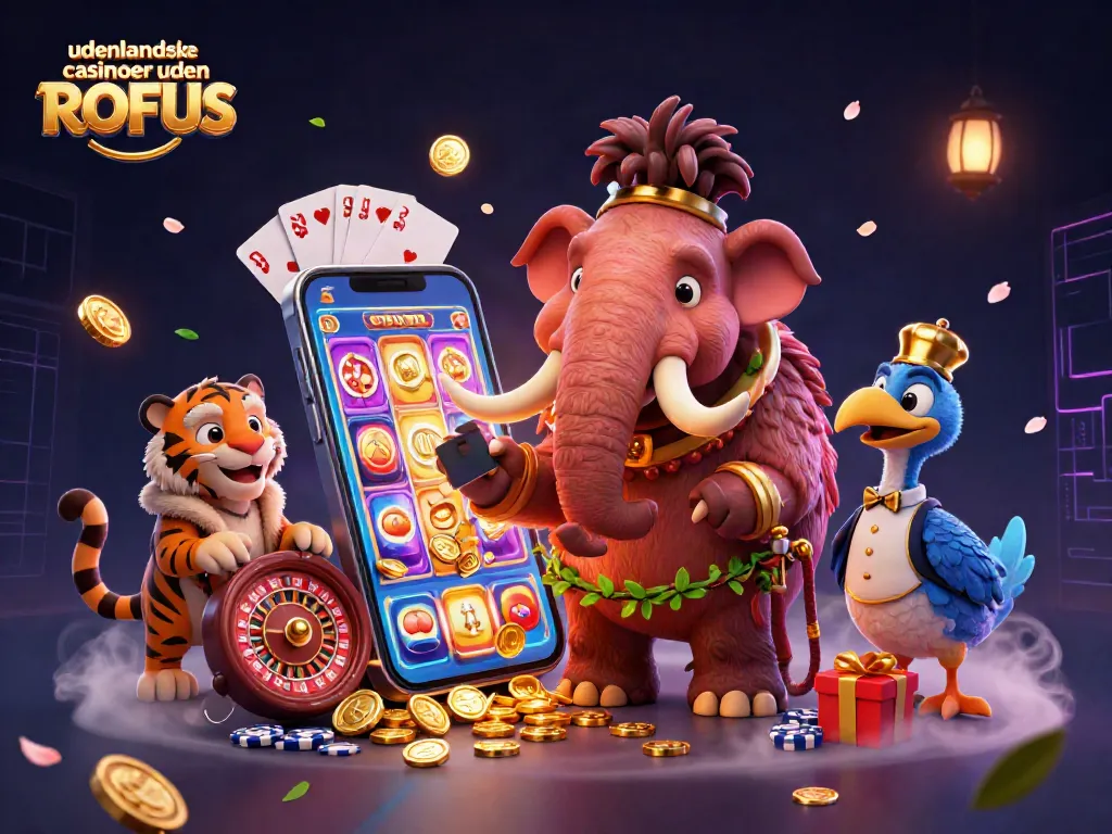 Play exciting games at udenlandske casinoer uden ROFUS with vibrant characters and dazzling casino elements.