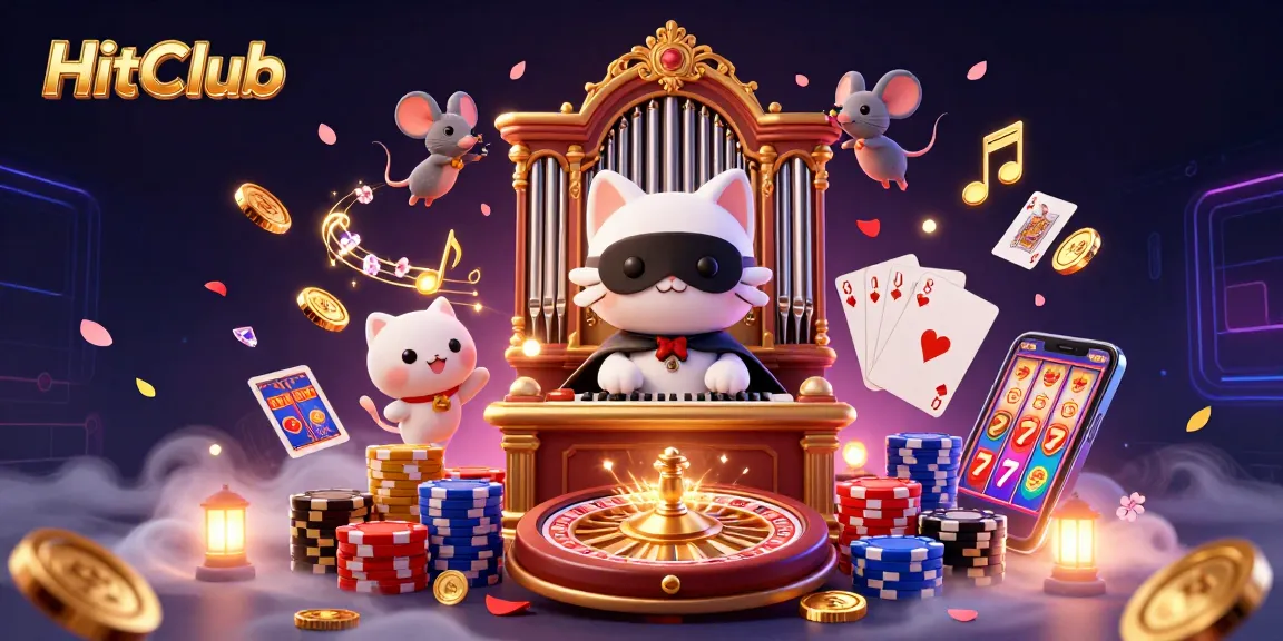HitClub's immersive gaming experience with a dazzling casino scene featuring stylish characters and rich game elements.