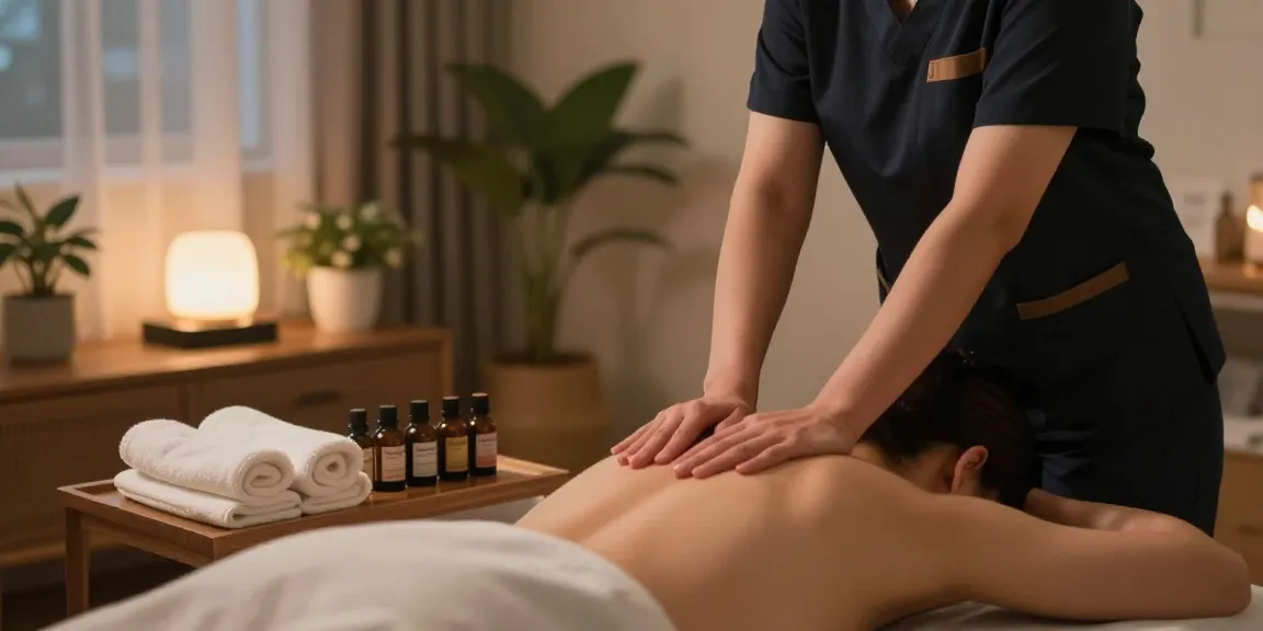 인천출장마사지 session in a serene home environment with a professional therapist.