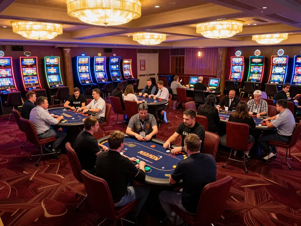 Players enjoying high-stakes poker at 88fc casino with vibrant ambiance and engaging gameplay.