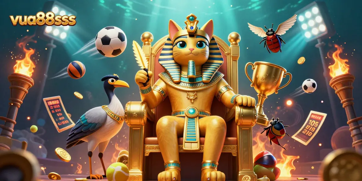 Engage with vua88sss casino games alongside a pharaoh cat and ibis scribe in a dynamic betting scene.