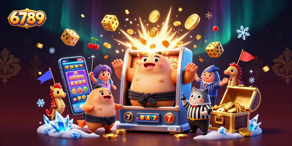 Spin the reels at 6789 for exciting wins with animated jackpot symbols in a dynamic casino scene.
