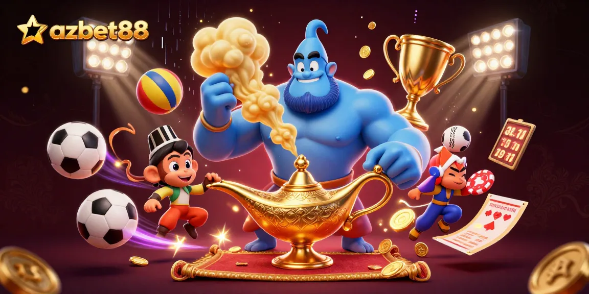 Engage with azbet88 and enjoy thrilling casino experiences through vibrant 3D illustration of gaming elements.