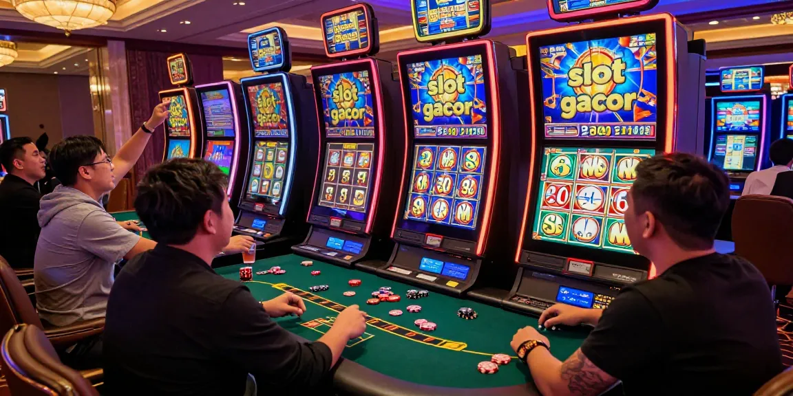 Exciting gaming atmosphere with players enjoying slot gacor machines