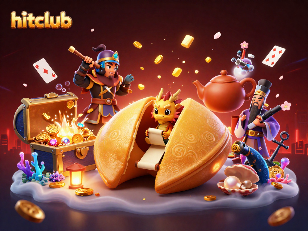 Engage with hitclub's thrilling golden fortune cookie, guarded by mythic creatures and scattered gambling treasures.