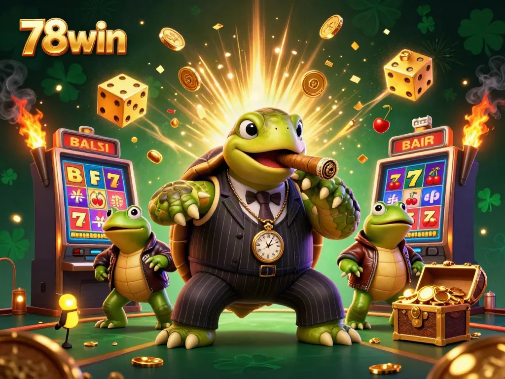 Experience the excitement of 78win with vibrant casino visuals and animated characters.