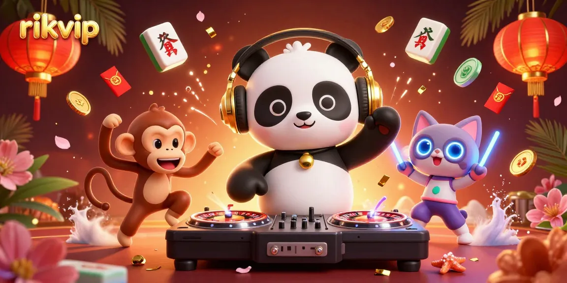 Engage in fun at rikvip with vibrant 3D characters, spinning games, and lively casino atmosphere.