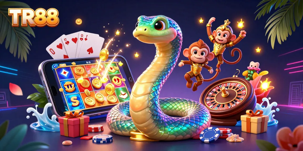 Enjoy exhilarating TR88 slot gameplay with a rainbow serpent and monkey king in action!