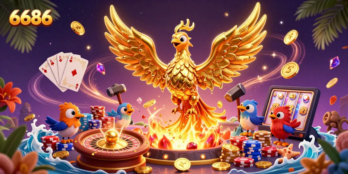 Experience thrilling casino action with the 6686 phoenix symbolizing fortune and winning potential.
