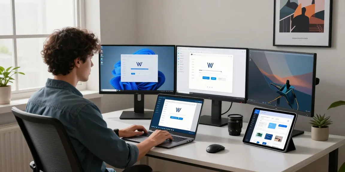 WPS Download process in modern office workspace with laptop and productivity tools