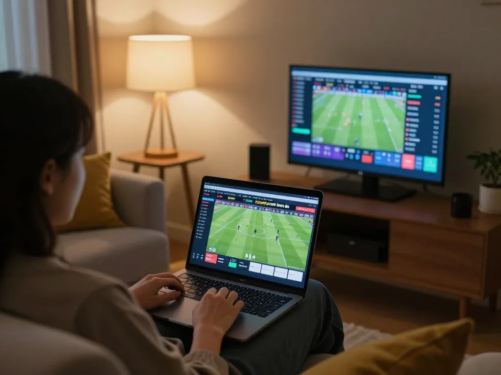 Experience Socolive xem bong da live with dynamic online sports betting setup at home, showcasing an engaging match.