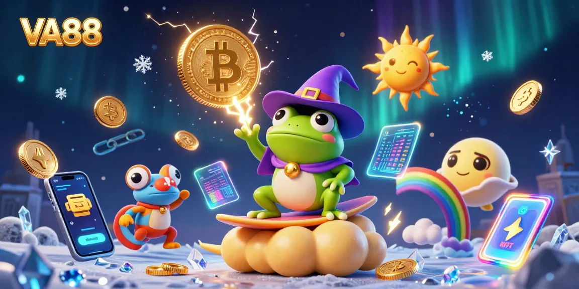 Engage with VA88's thrilling gaming experience featuring a storm of golden coins and vibrant characters.