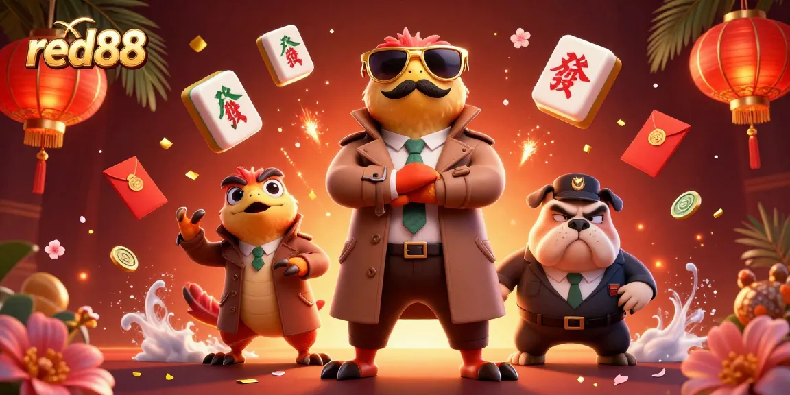 Experience winning strategies at red88 with vibrant casino scenes featuring raptors in a trench coat.