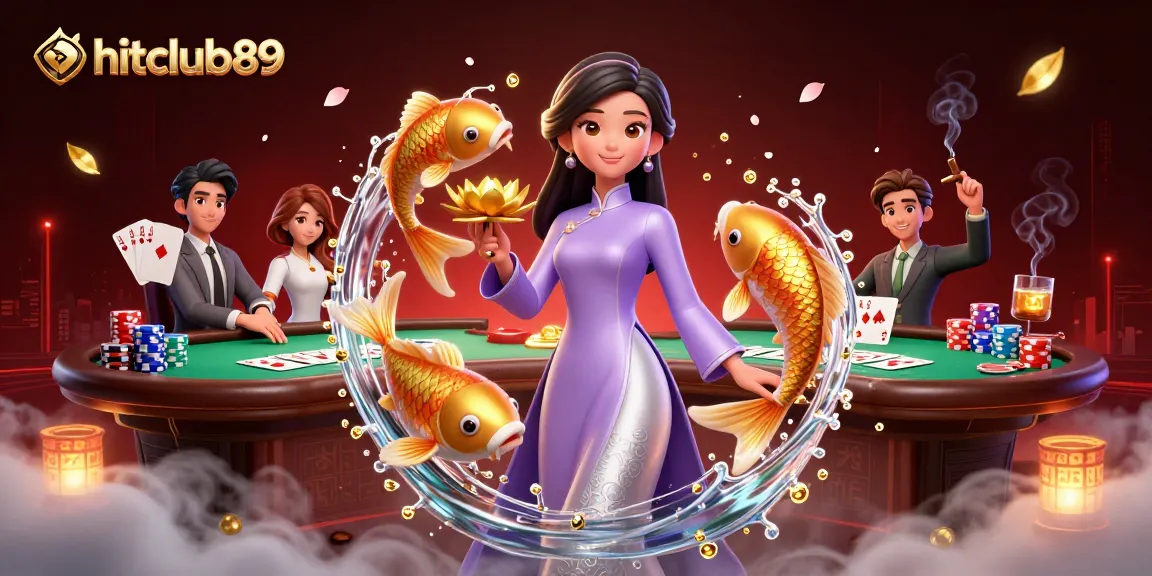 Hitclub89 showcases a vibrant casino experience with compelling poker elements and Asian aesthetics.