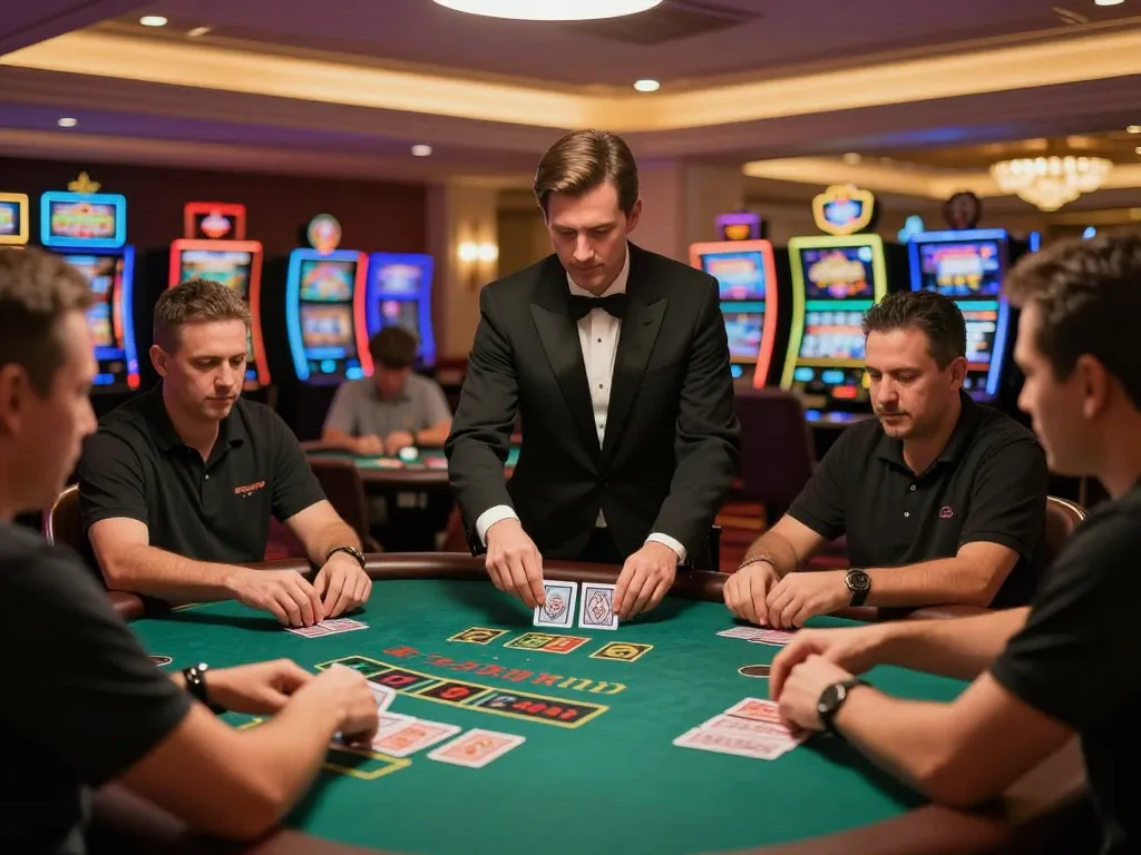 Engaging blackjack gameplay at FC88K casino with players strategizing bets and vibrant atmosphere