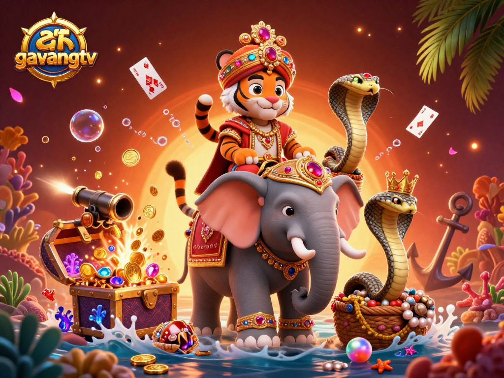 Experience electrifying wins with gavangtv in this vibrant 3D casino-themed illustration.
