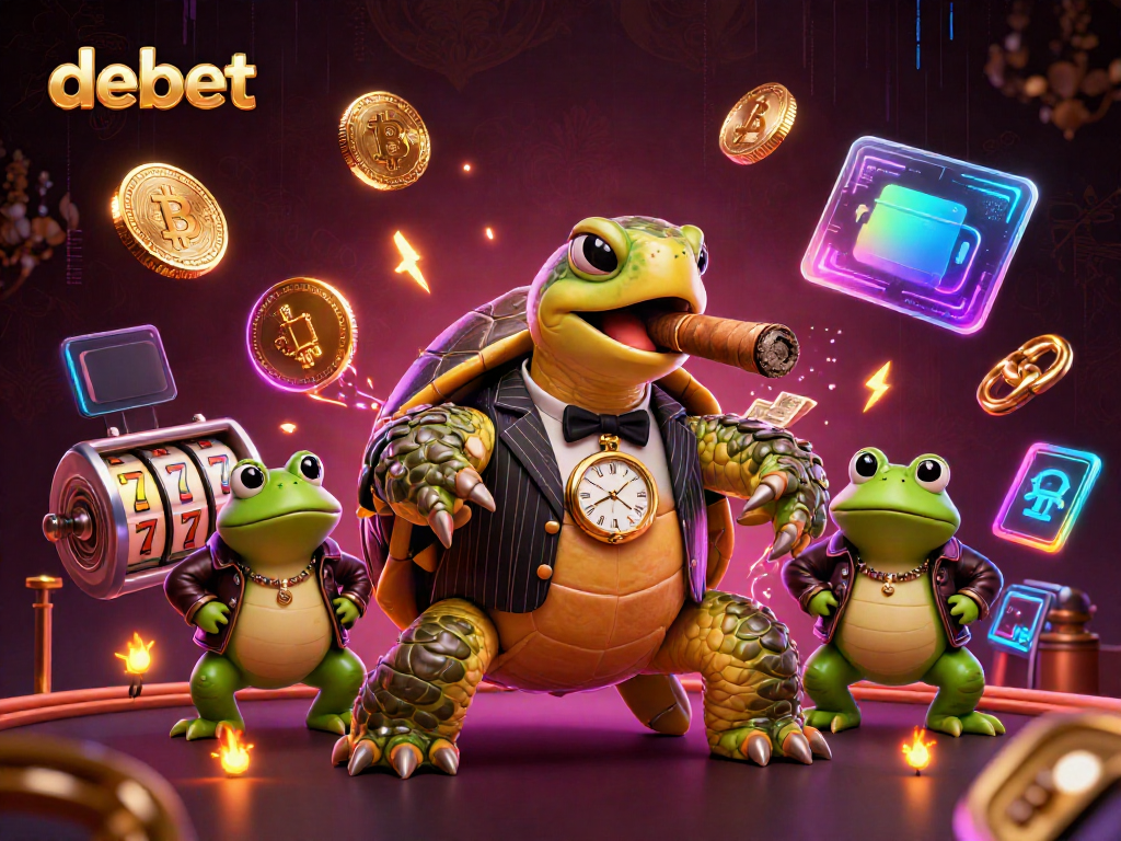 Experience debet's vibrant casino scene with charming characters and engaging gaming elements.