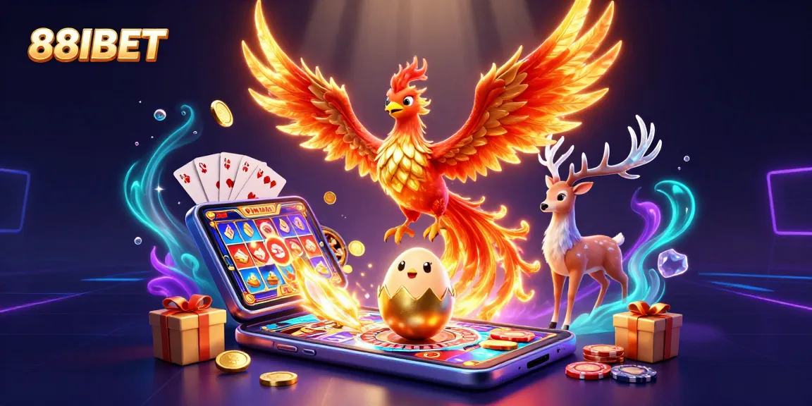 Engage with thrilling gameplay at 88IBET featuring a majestic phoenix and captivating casino elements.