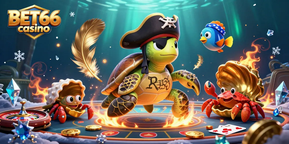 Experience the thrill of BET66 casino with a vibrant underwater scene featuring a pirate turtle, showcasing rich live casino elements.