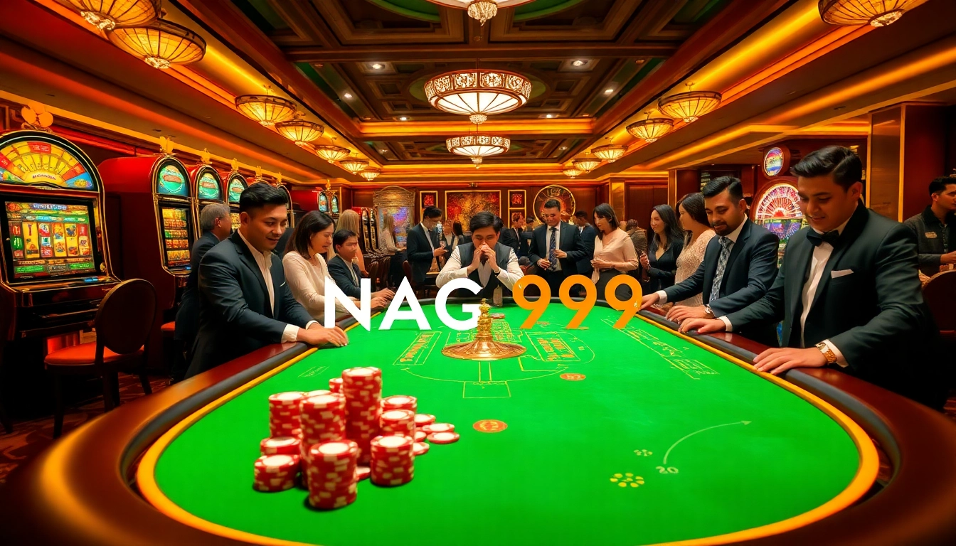 Naga99 players engaging in thrilling online casino games with vibrant graphics and warm atmosphere.