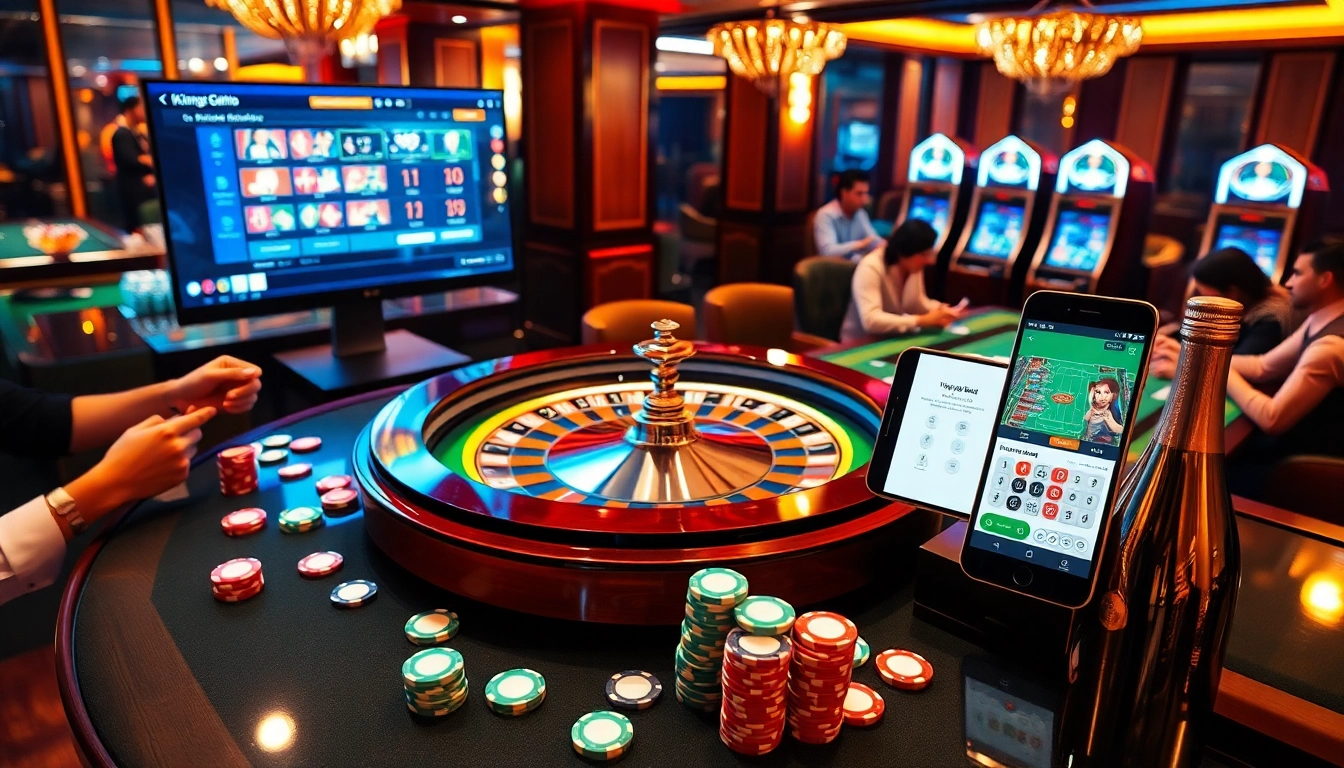 Experience the excitement of online gambling at https://king88.limited/ with a vibrant casino scene featuring roulette and live betting.