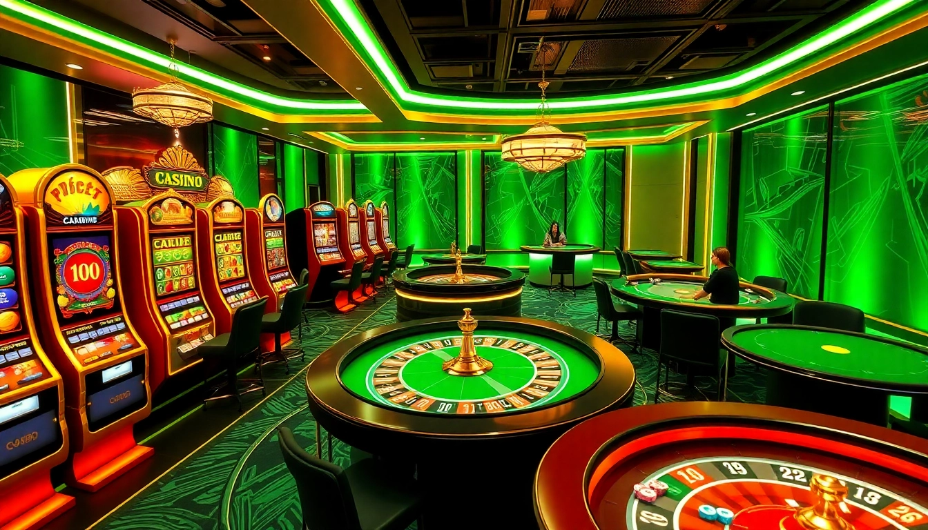 Modern online gambling setup at https://gg88.ltd/ with vibrant slot machines and roulette tables.