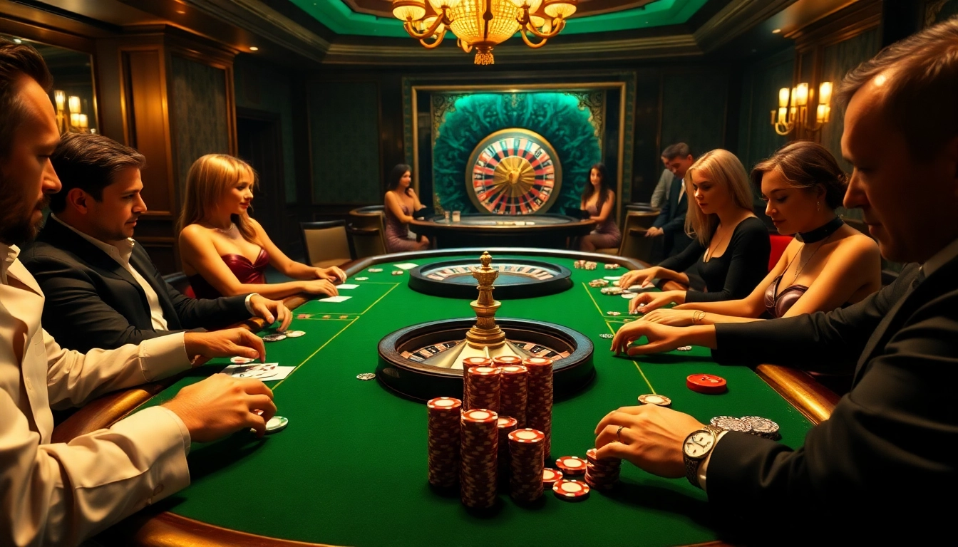 Engaged players at a luxurious casino table in Svenska Nudes-themed excitement.