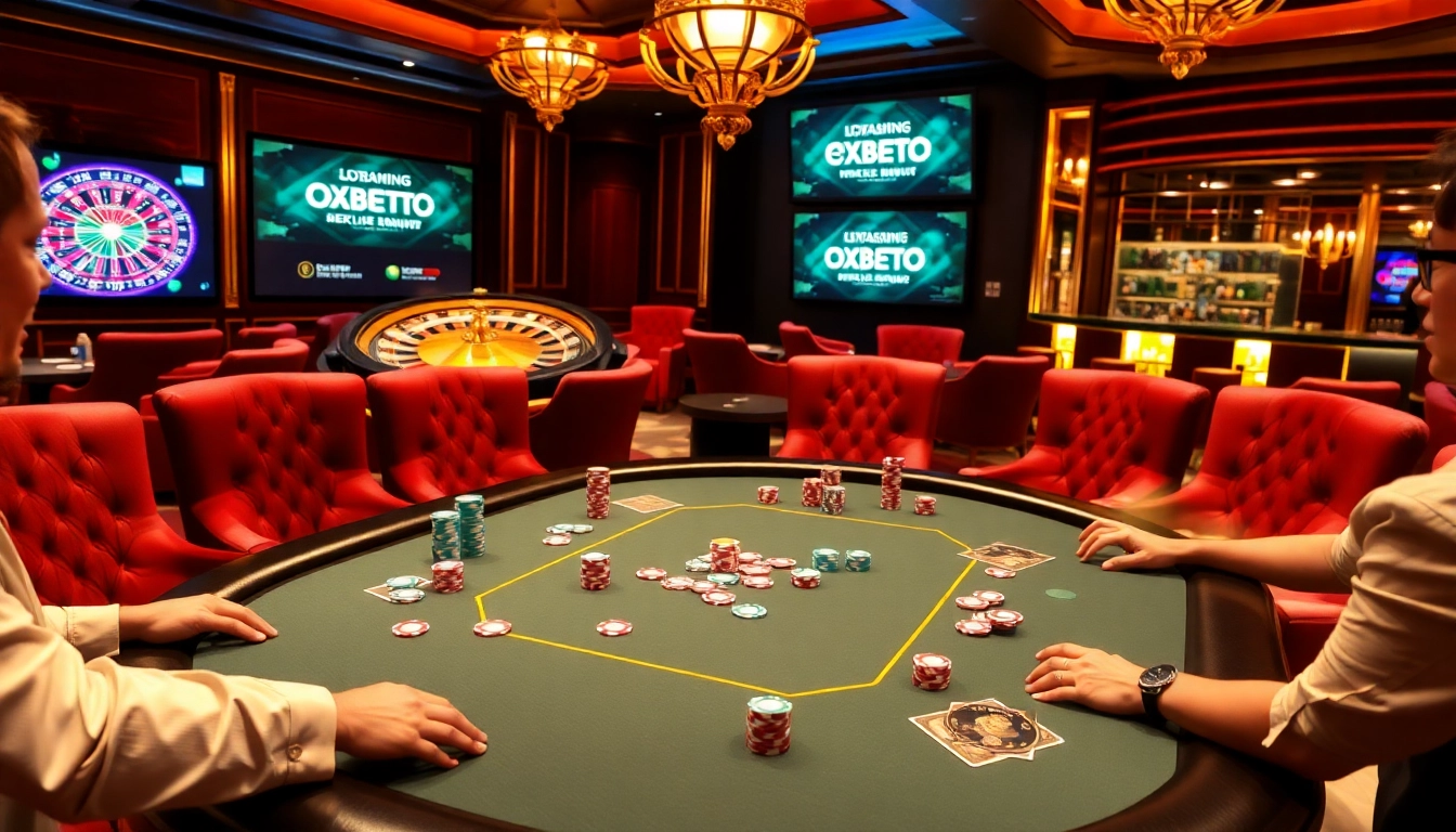 Experience the thrill of gambling at https://oxbet.boo/ with a luxurious poker game scene.