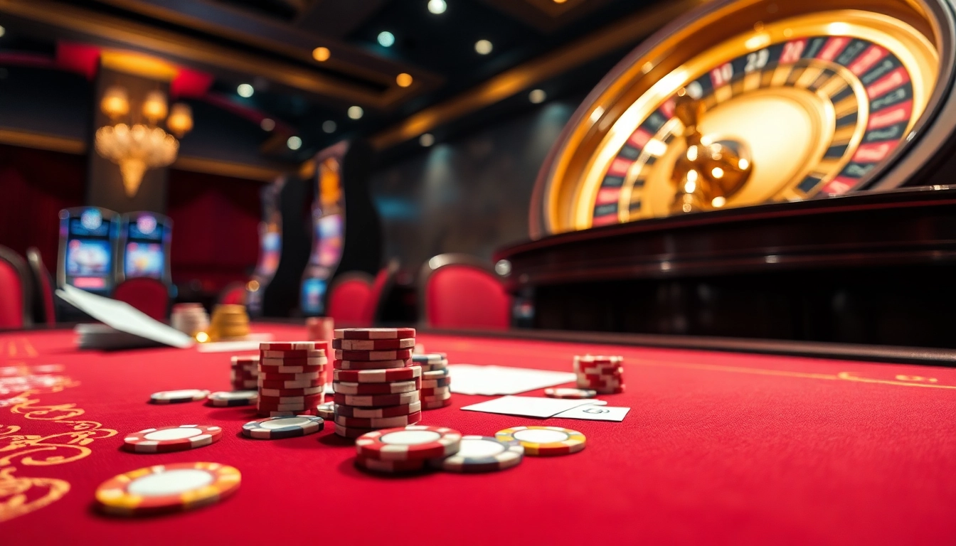 U888 players enjoying a sophisticated online casino experience with poker chips and a roulette wheel.