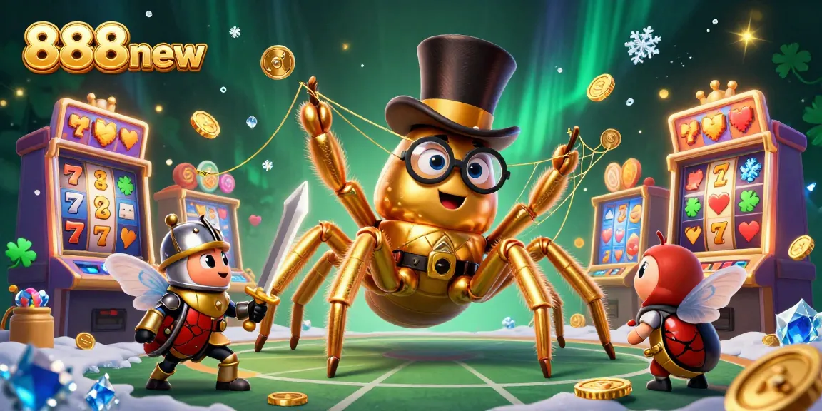 Engage with thrilling casino adventures at 888new featuring a golden tarantula and a brave beetle knight.
